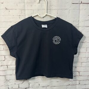 Gymshark Cropped Short Sleeve Tee Shirt Women Medium Black